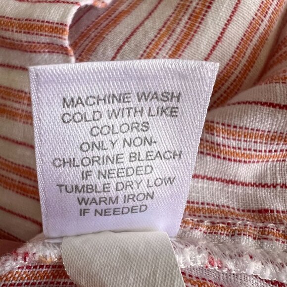 J. Jill Pure Linen Coral Orange White Striped Popover 3/4 Sleeve Tunic - Picture 9 of 13